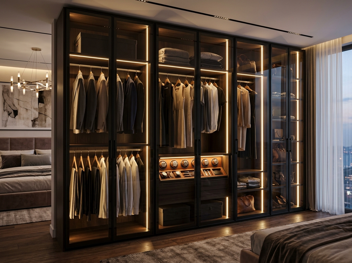 The Casandra Floor to Ceiling Glass Wardrobe